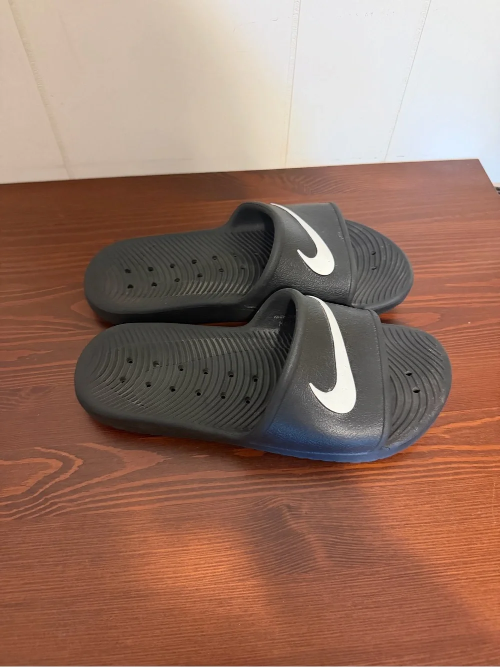 Nike Black Slide Sandals with White Swoosh